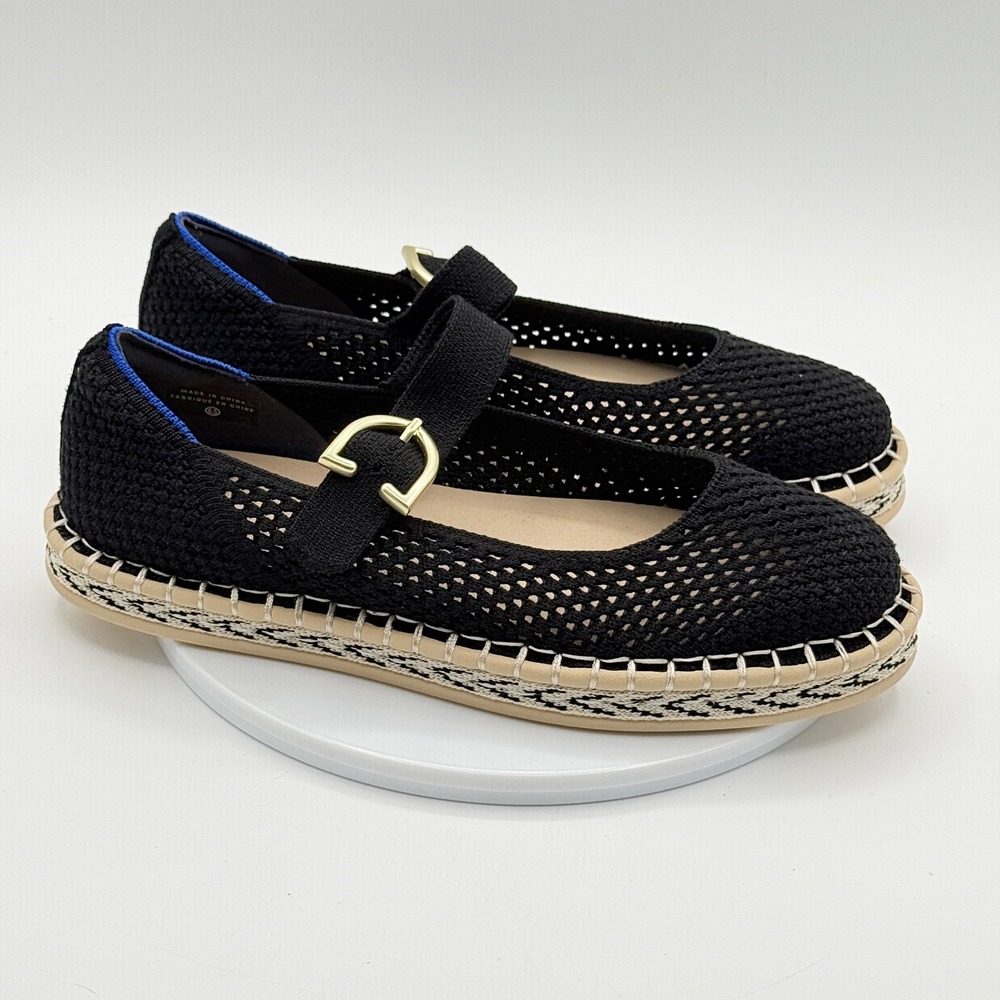 Rothys The Espadrille Mary Jane 'Black Knit' / Size 11 Womens - NEW